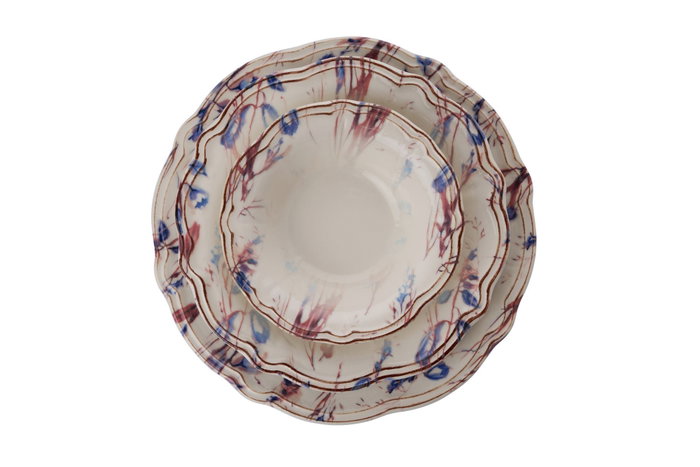 Hermia Blue Rustica Juego de Cena de 24 Piezas en Porcelana Azul Marino y Burdeos Hermia Blue Rustica Juego de Cena de 24 Piezas en Porcelana Azul Marino y Burdeos